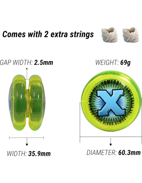 Yoyo Yomega Power Brain XP - Profesional Amarillo con 2 cuerdas
