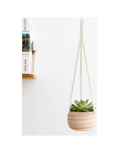 Maceta Colgante Cerámica Mkono 12.7 cm con Macramé