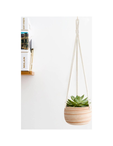 Maceta Colgante Cerámica Mkono 12.7 cm con Macramé