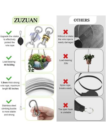 Soporte Retráctil para Plantas ZUZUAN 3 Pcs Alta Resistencia