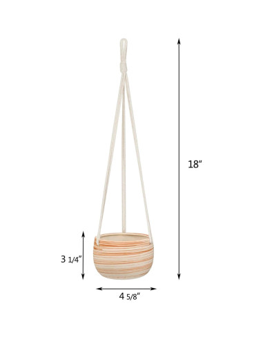 Maceta Colgante Cerámica Mkono 12.7 cm con Macramé