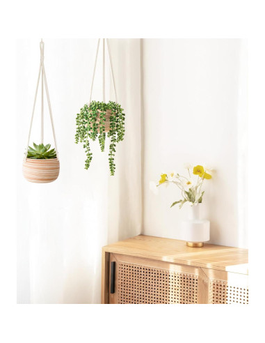 Maceta Colgante Cerámica Mkono 12.7 cm con Macramé