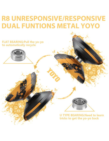 Yoyo WATIEOBOO R8 Responsivo y No Responsivo Oro Negro