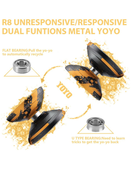 Yoyo WATIEOBOO R8 Responsivo y No Responsivo Oro Negro