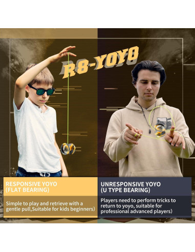 Yoyo WATIEOBOO R8 Responsivo y No Responsivo Oro Negro