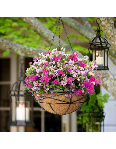 Paquete de 4 macetas colgantes Karlliu 30 cm con forro de coco