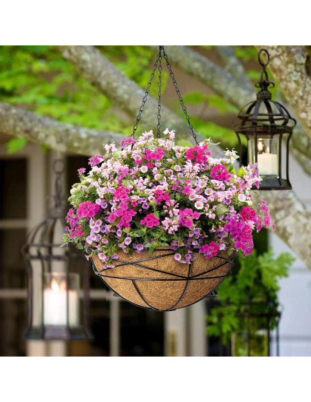 Paquete de 4 macetas colgantes Karlliu 30 cm con forro de coco