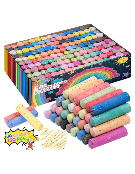 Set de Tiza de Acera Jumbo BKPVR 150 Pcs 30 Colores Lavables