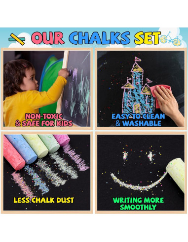 Set de Tiza de Acera Jumbo BKPVR 150 Pcs 30 Colores Lavables