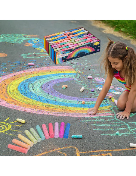 Set de Tiza de Acera Jumbo BKPVR 150 Pcs 30 Colores Lavables