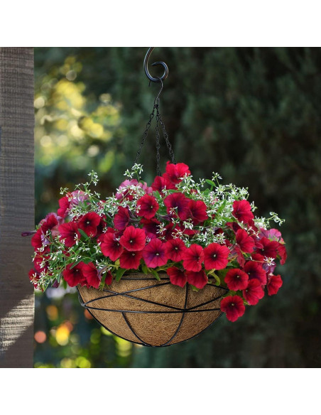 Paquete de 4 macetas colgantes Karlliu 30 cm con forro de coco