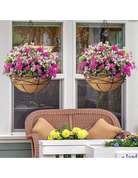 Paquete de 4 macetas colgantes Karlliu 30 cm con forro de coco