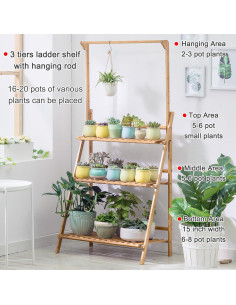 Estante Colgante de Plantas COPREE 3 Niveles Plegable 69.85x39.37cm 2