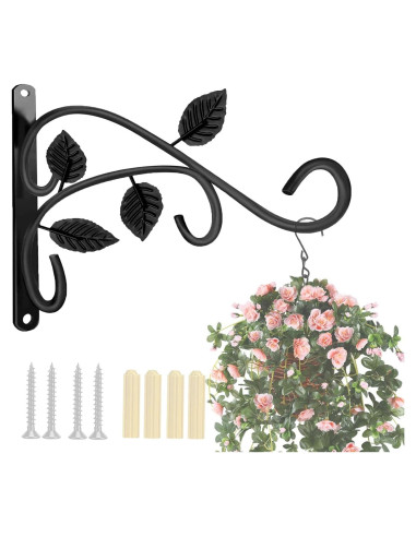 Gancho para Planta Colgante Axgo Negro, Soporte Pared 27.2 kg