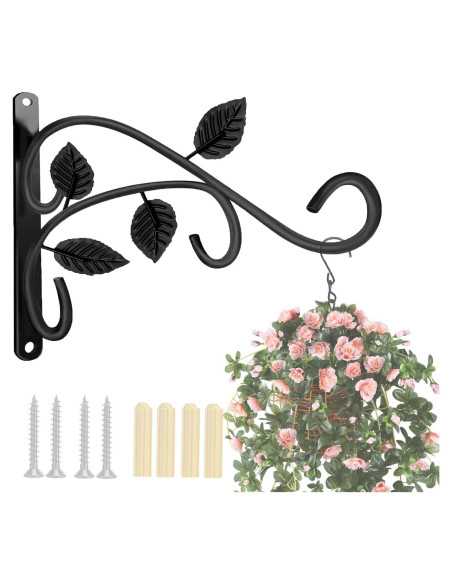 Gancho para Planta Colgante Axgo Negro, Soporte Pared 27.2 kg
