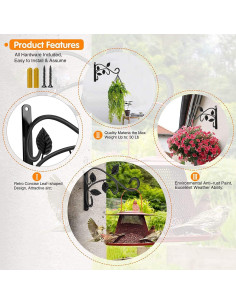 Gancho para Planta Colgante Axgo Negro, Soporte Pared 27.2 kg 2