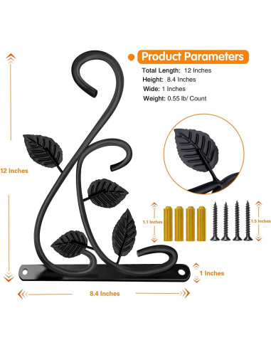 Gancho para Planta Colgante Axgo Negro, Soporte Pared 27.2 kg