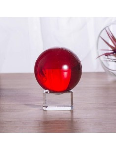 Bola de Cristal K9 50mm LONGWIN con Soporte Rojo 2