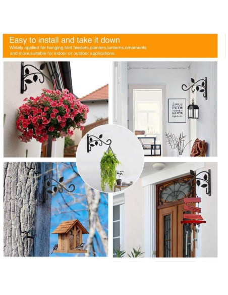 Gancho para Planta Colgante Axgo Negro, Soporte Pared 27.2 kg