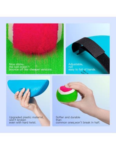 Juego de Lanzar y Atrapar EVERICH 4 Palas y 4 Pelotas