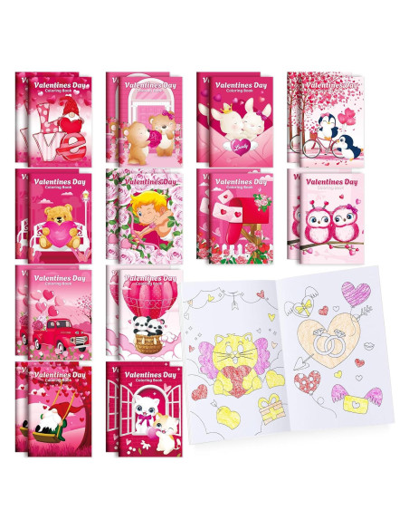 BenLouis 24 Libros de Colorear Mini para Niños - San Valentín