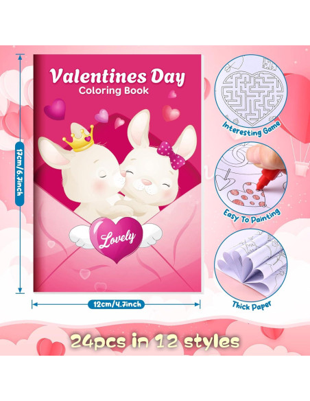 BenLouis 24 Libros de Colorear Mini para Niños - San Valentín
