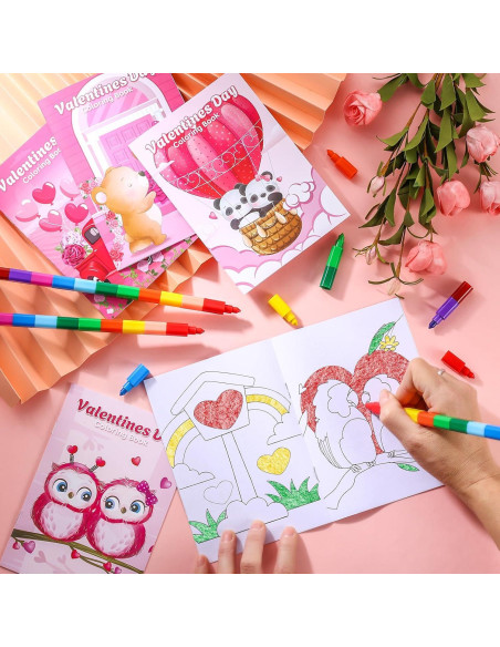 BenLouis 24 Libros de Colorear Mini para Niños - San Valentín