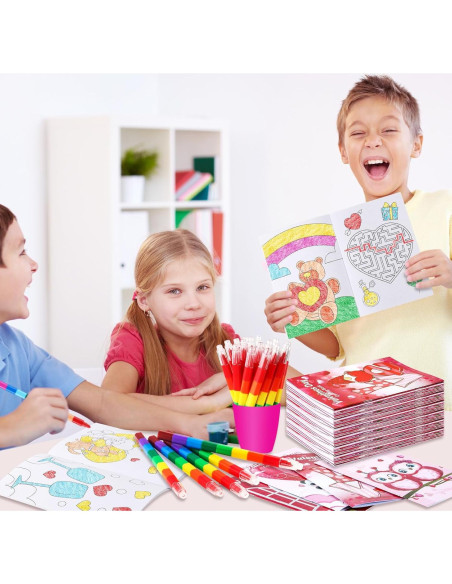 BenLouis 24 Libros de Colorear Mini para Niños - San Valentín