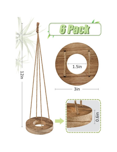 Soporte Colgante de Madera para Plantas de Aire ANPHSIN - 6 Pcs