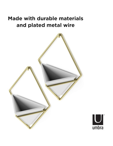 Maceta Colgante Umbra Trigg Pequeña Blanca y Latón, Juego de 2