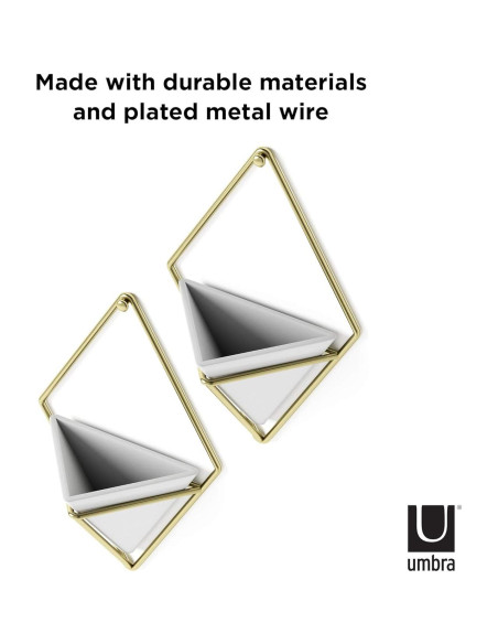 Maceta Colgante Umbra Trigg Pequeña Blanca y Latón, Juego de 2