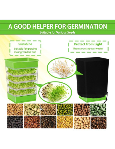 Kit de Germinación de Semillas PHAIN 4 Niveles Verde Drenaje