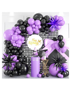 Kit de Arco de Globos Isndare Negro y Púrpura 45 cm