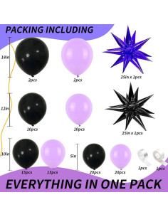 Kit de Arco de Globos Isndare Negro y Púrpura 45 cm 2
