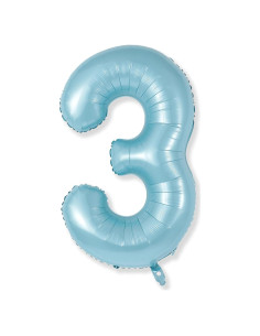 Globo Número 3 Azul Perlado 101,6 cm para Cumpleaños