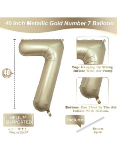 Globo de Número 7 Isndare 101,6 cm Oro Metálico para Fiestas 2