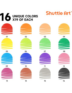 Marcadores Lavables Shuttle Art 304 Piezas 16 Colores Punta Ancha 2