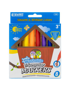 Marcadores Lavables BAZIC 8 Colores Anchos Punta Cónica