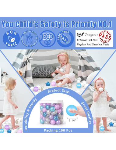 Bolas de Piscina GOGOSO 100PCS Estrellas y Lunas