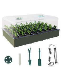 KSONE Kit de Bandeja para Semillas con Luz Calentadora 40 Celdas