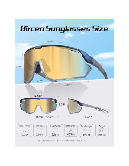 Gafas de sol BIRCEN deportivas UV400 para ciclismo y béisbol