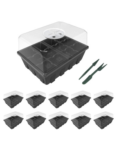 Kit de Inicio de Semillas Gardzen 10 Bandejas Transparentes 120 Celdas