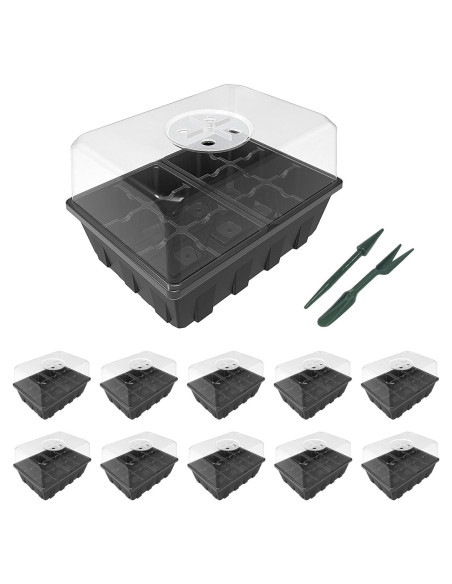 Kit de Inicio de Semillas Gardzen 10 Bandejas Transparentes 120 Celdas