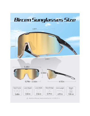 Gafas de sol BIRCEN deportivas UV400 para ciclismo y béisbol