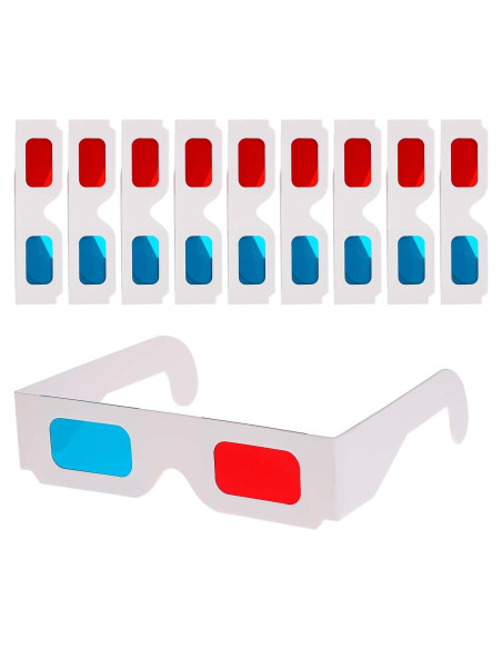 10 Pares de Gafas 3D Salbsever con Filtros Rojos y Cian