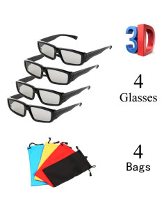 Paquete de 4 gafas 3D pasivas RealD para cine y proyectores 2