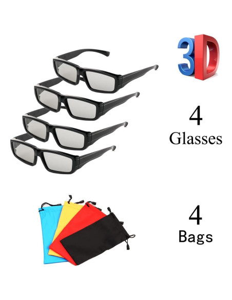 Paquete de 4 gafas 3D pasivas RealD para cine y proyectores