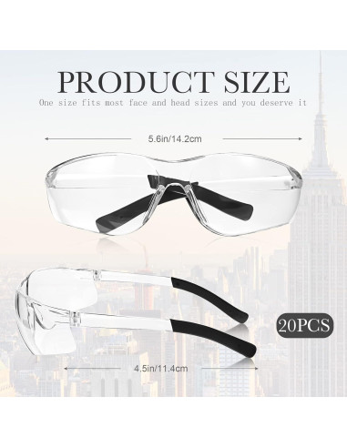 Gafas de Seguridad Queekay 20 Pcs Policarbonato UV
