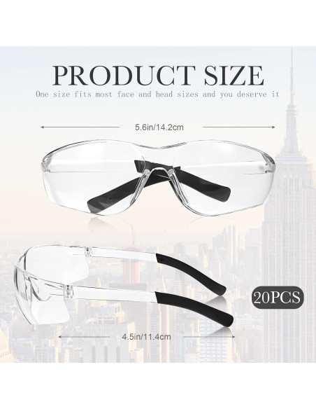 Gafas de Seguridad Queekay 20 Pcs Policarbonato UV