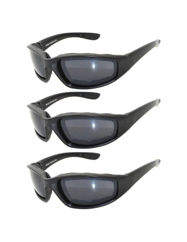 Gafas de Motocicleta Acolchadas Policarbonato UV 3 Pares